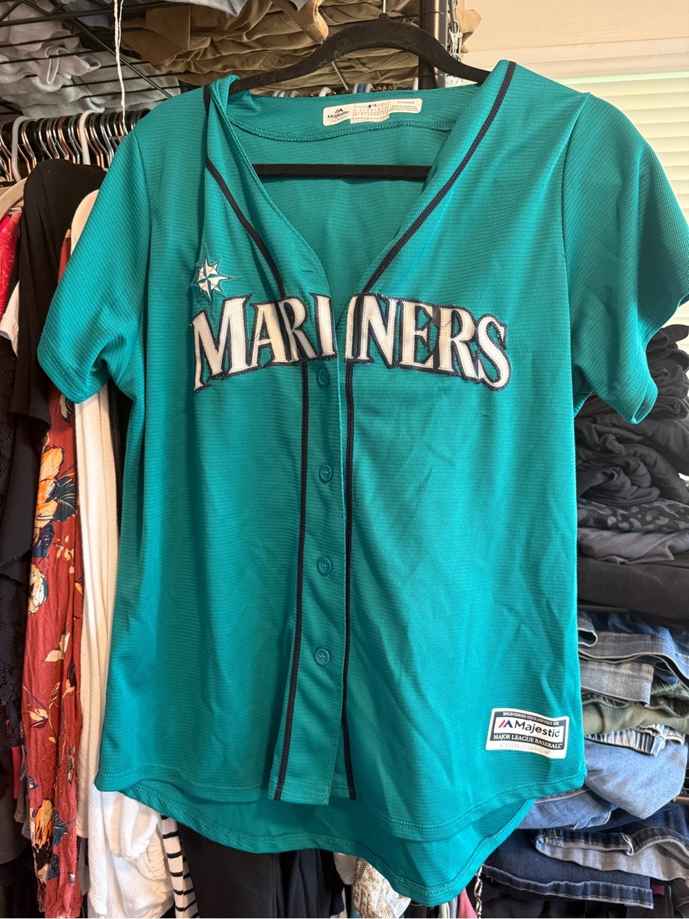 Majestic Teal Seattle Mariners Button-Front Women’s Jersey